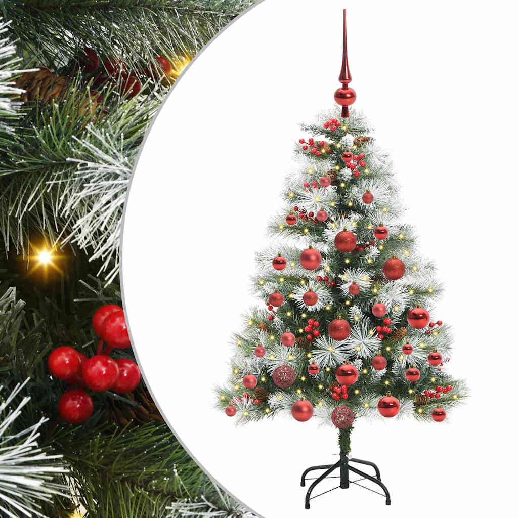 Kunstigt juletræ Grøn og hvid 120 cm PVC og metal og plast