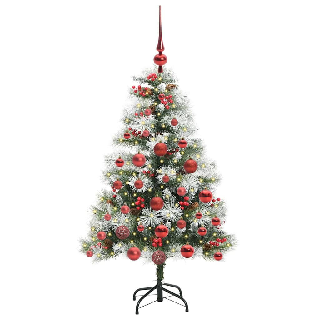 Kunstigt juletræ Grøn og hvid 120 cm PVC og metal og plast
