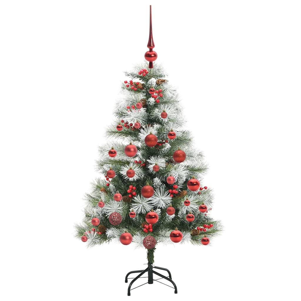 Kunstigt juletræ Grøn og hvid 120 cm PVC og metal og plast