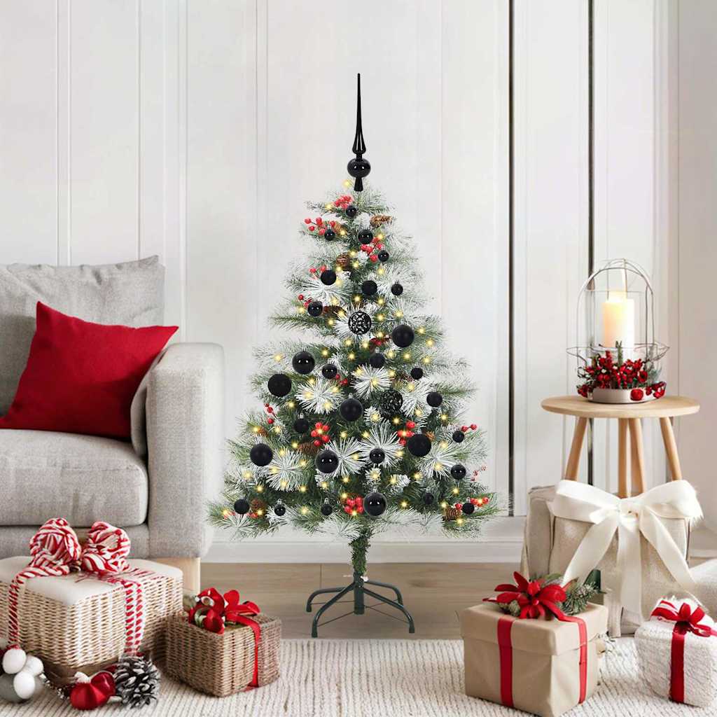 Kunstigt juletræ Grøn og hvid 120 cm PVC og metal og plast