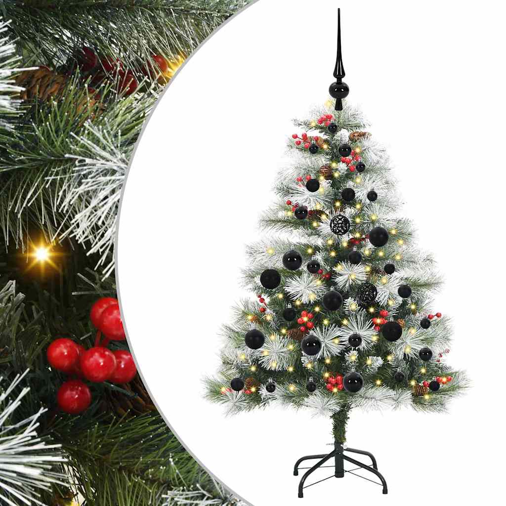 Kunstigt juletræ Grøn og hvid 120 cm PVC og metal og plast