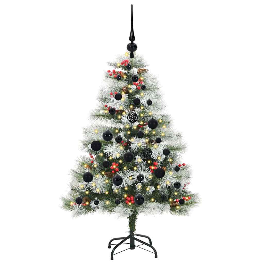 Kunstigt juletræ Grøn og hvid 120 cm PVC og metal og plast