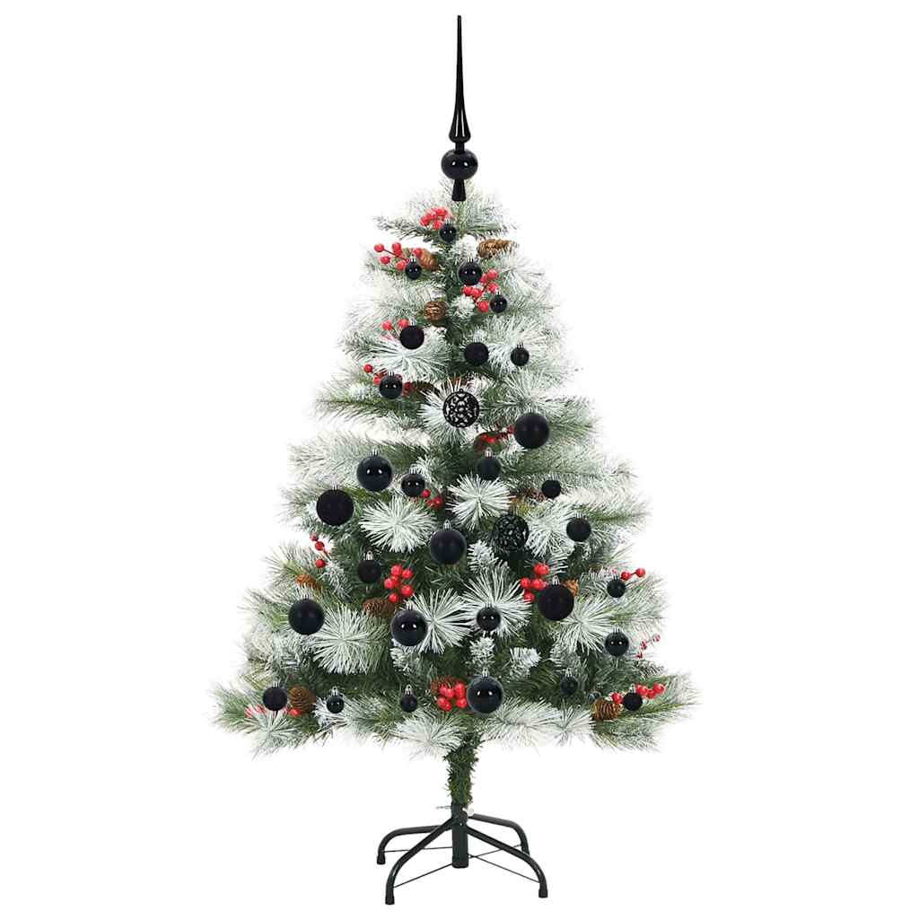 Kunstigt juletræ Grøn og hvid 120 cm PVC og metal og plast