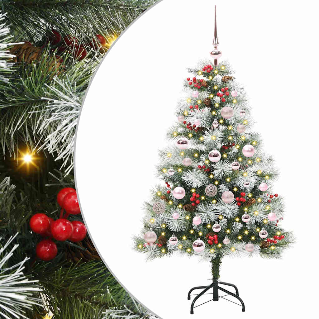 Kunstigt juletræ Grøn og hvid 120 cm PVC og metal og plast