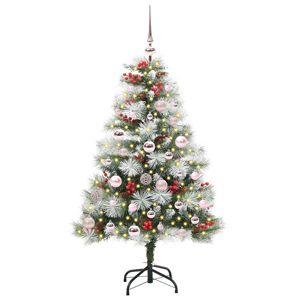 Kunstigt juletræ Grøn og hvid 120 cm PVC og metal og plast