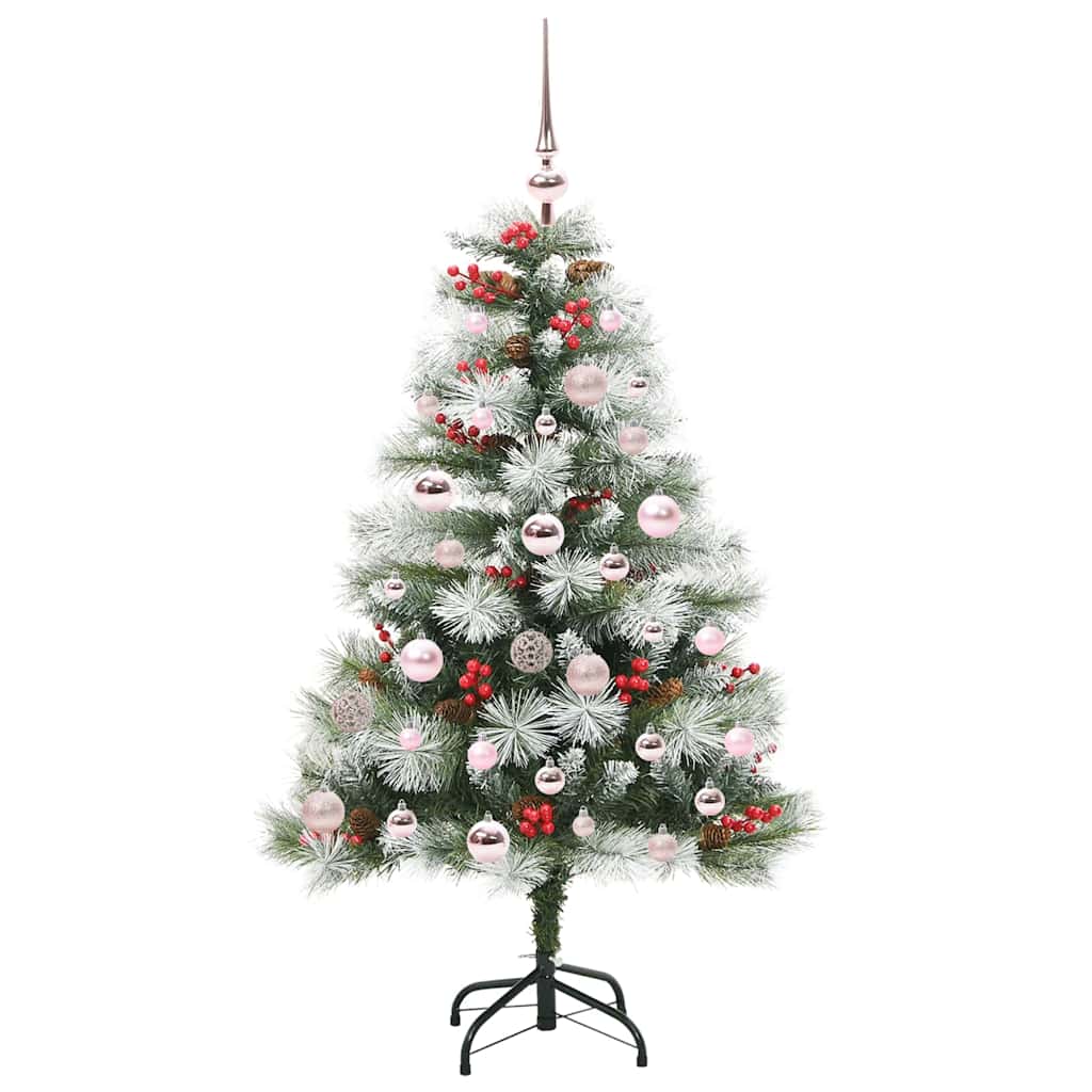 Kunstigt juletræ Grøn og hvid 120 cm PVC og metal og plast