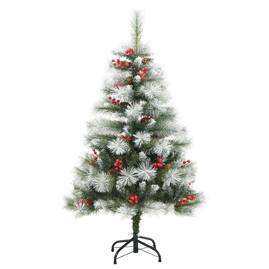 Kunstigt juletræ Grøn og hvid 120 cm PVC og metal og plast