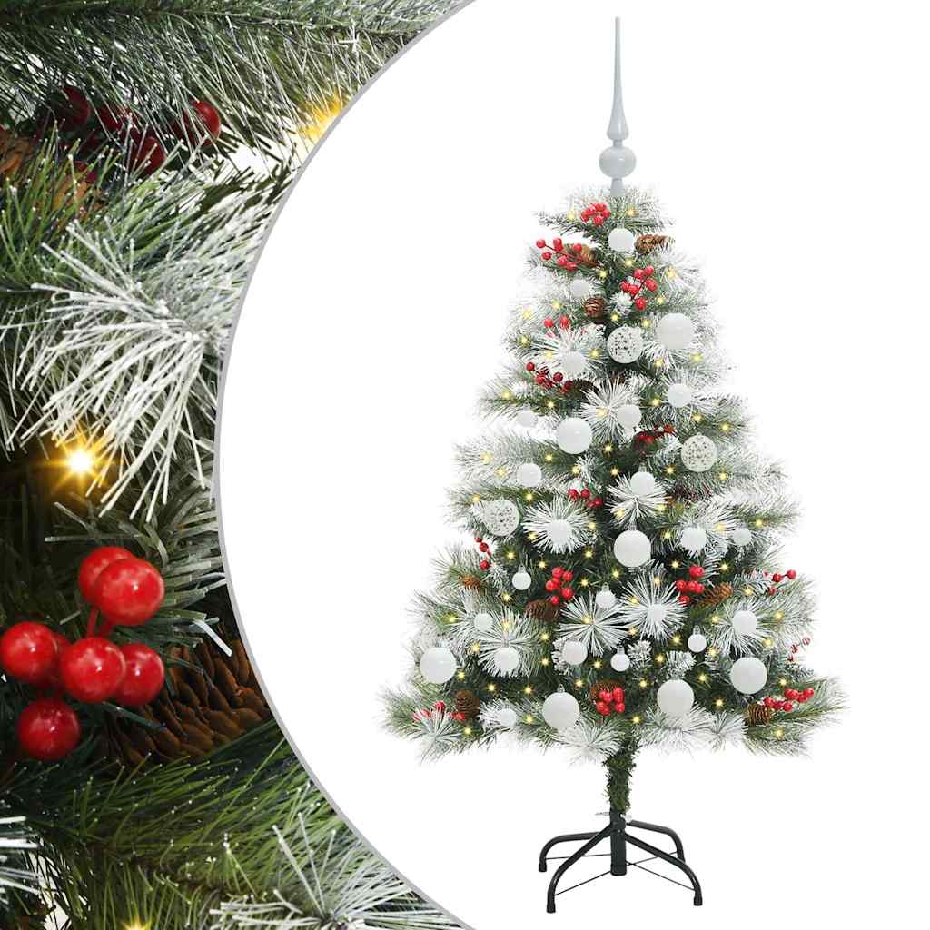 Kunstigt juletræ Grøn og hvid 120 cm PVC og metal og plast