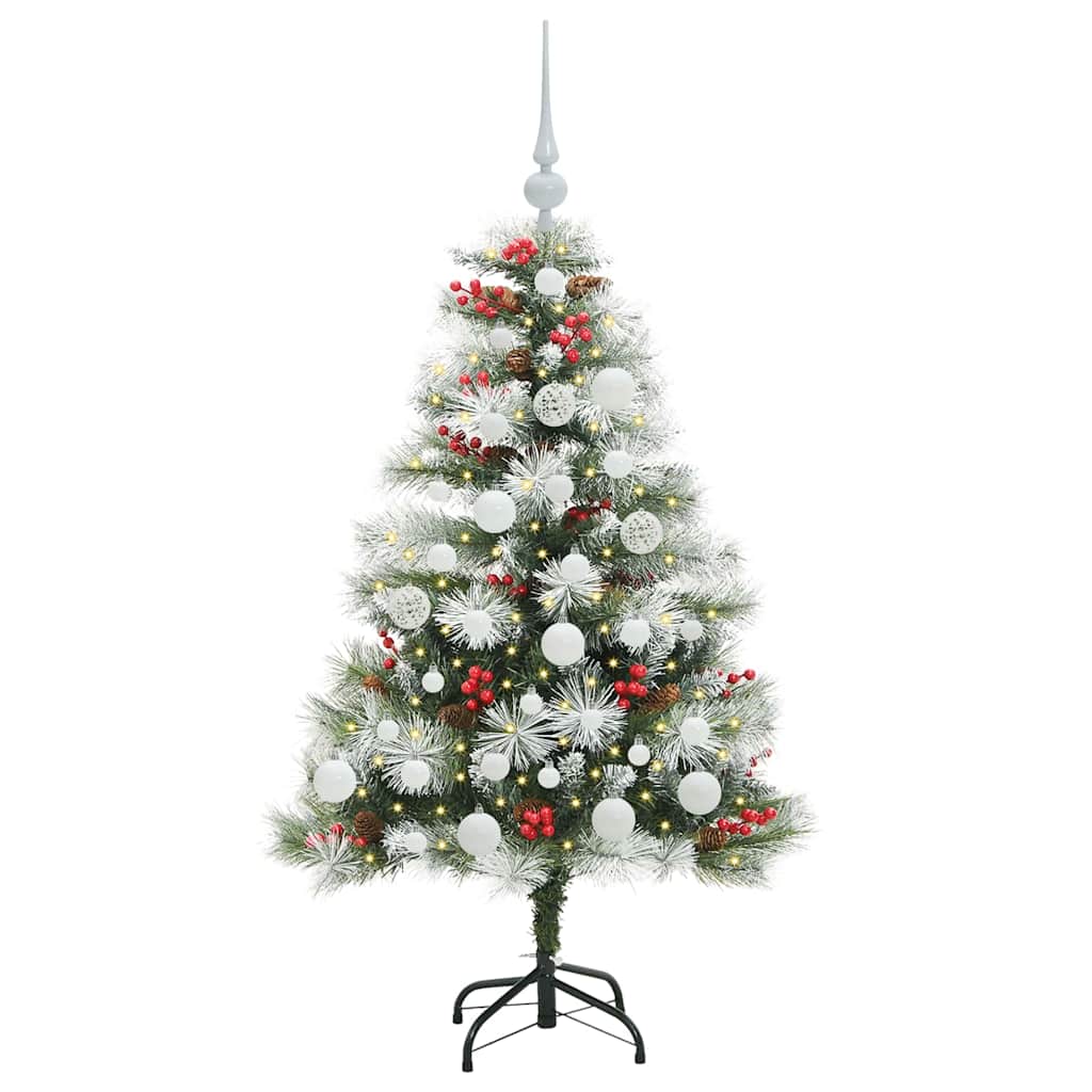 Kunstigt juletræ Grøn og hvid 120 cm PVC og metal og plast