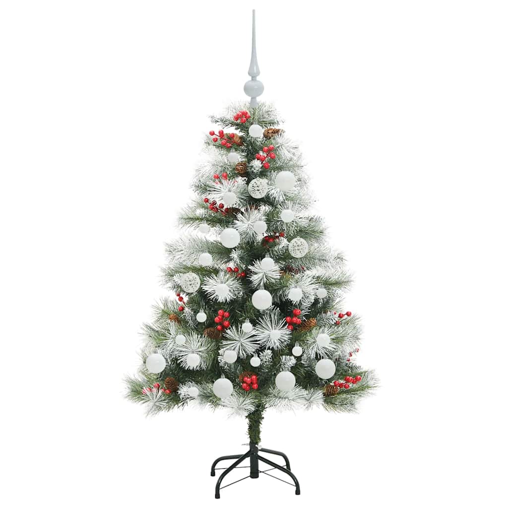 Kunstigt juletræ Grøn og hvid 120 cm PVC og metal og plast