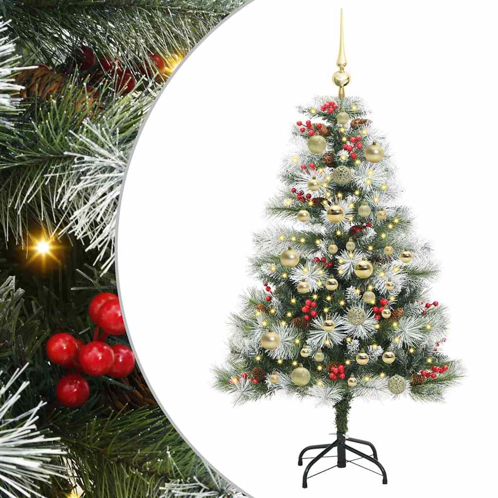 Kunstigt juletræ Grøn og hvid 120 cm PVC og metal og plast