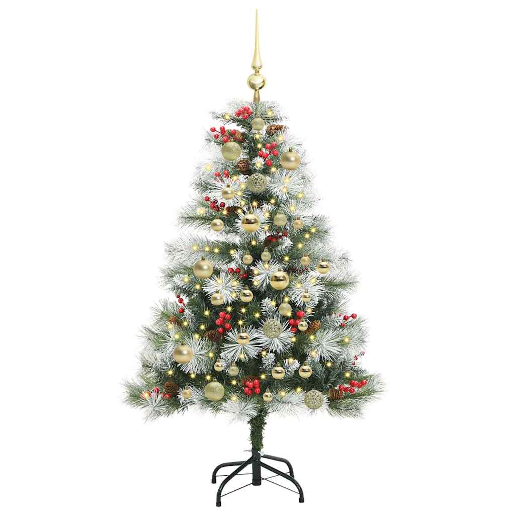 Kunstigt juletræ Grøn og hvid 120 cm PVC og metal og plast