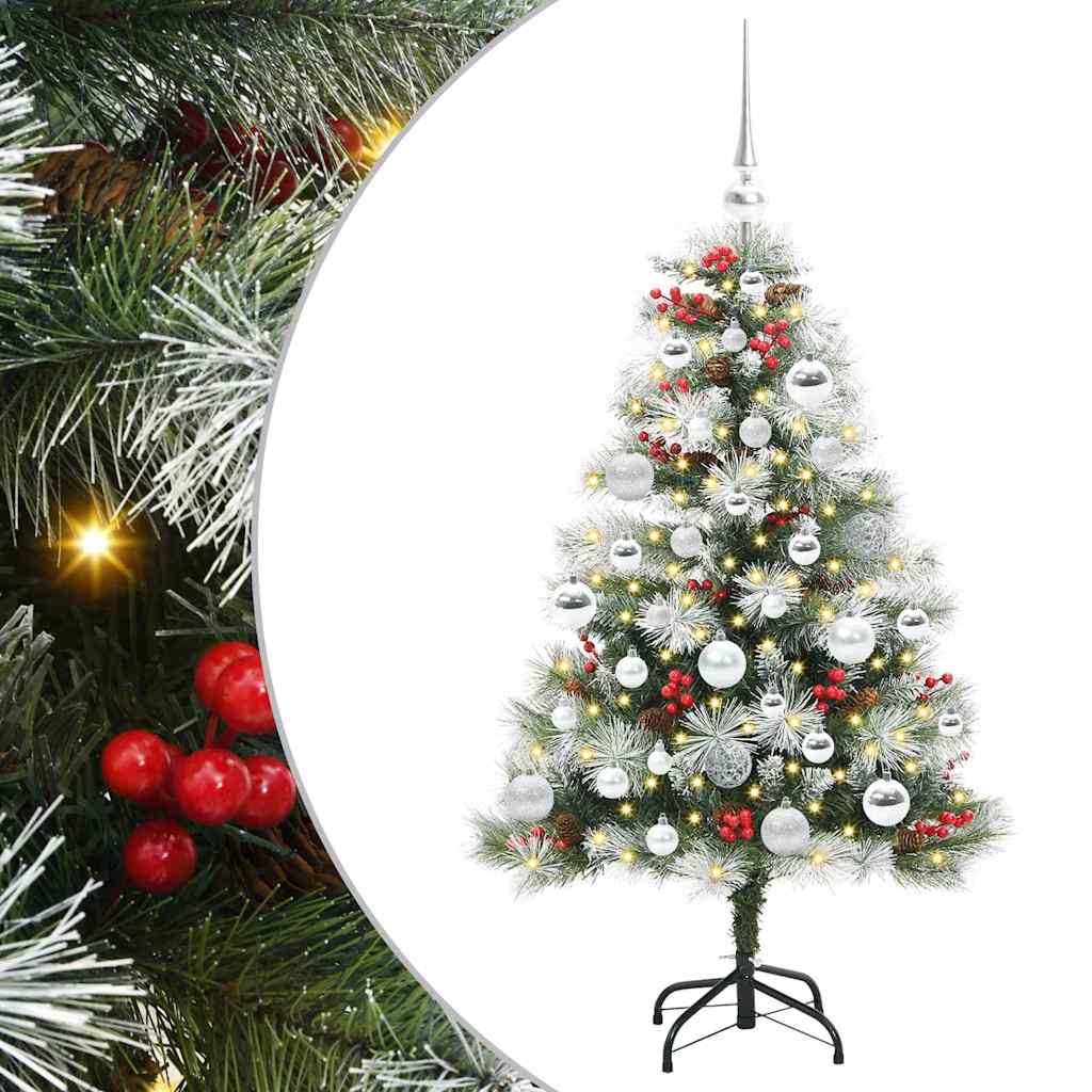 Kunstigt juletræ Grøn og hvid 120 cm PVC og metal og plast
