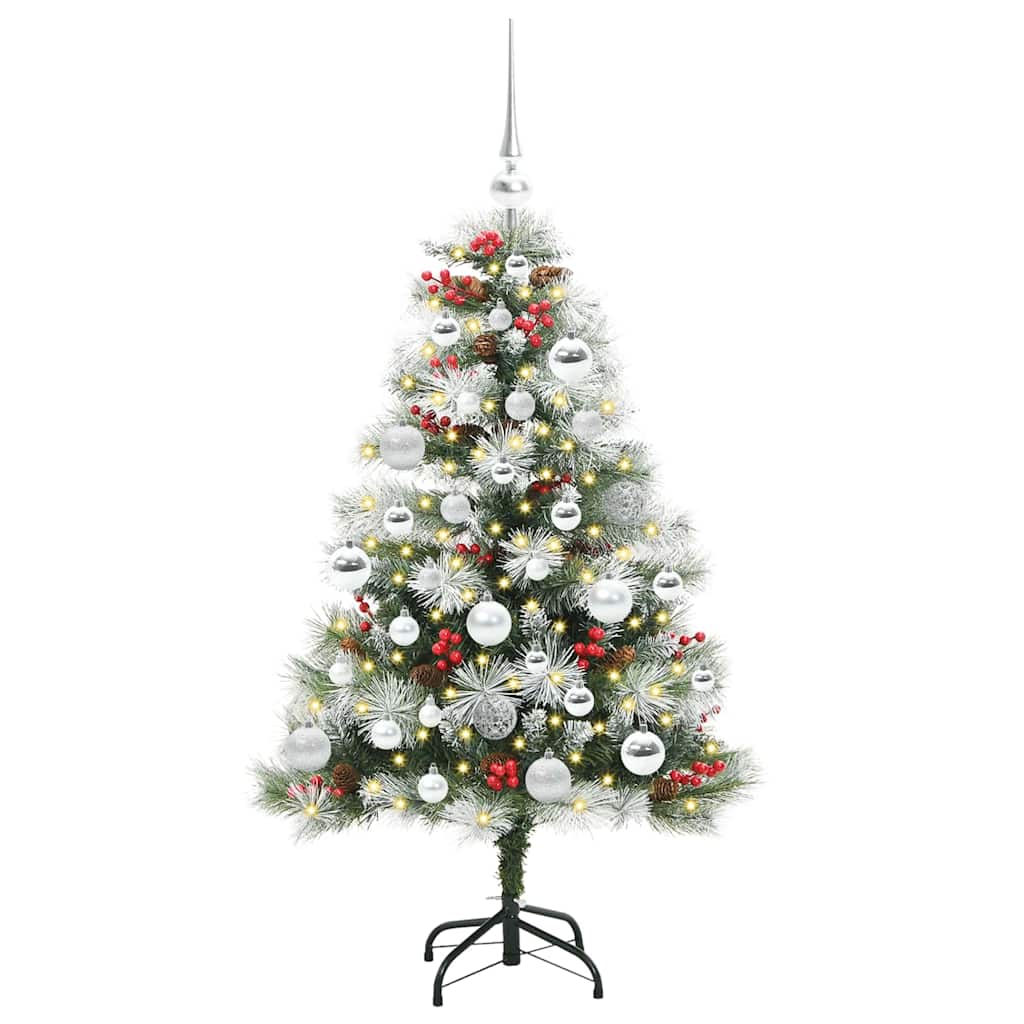 Kunstigt juletræ Grøn og hvid 120 cm PVC og metal og plast