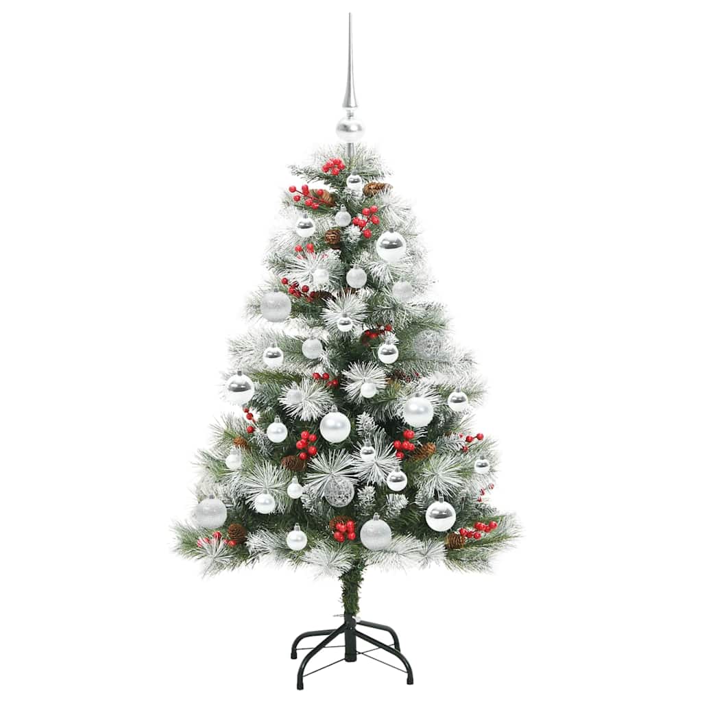 Kunstigt juletræ Grøn og hvid 120 cm PVC og metal og plast