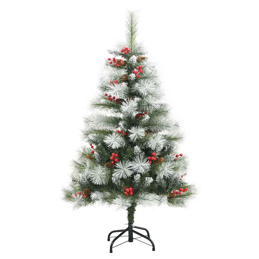Kunstigt juletræ Grøn og hvid 120 cm PVC og metal og plast