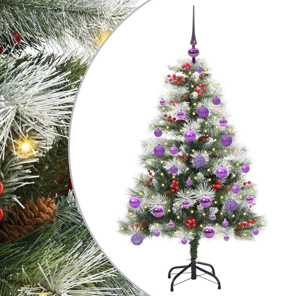 Kunstigt juletræ Grøn og hvid 120 cm PVC og metal og plast