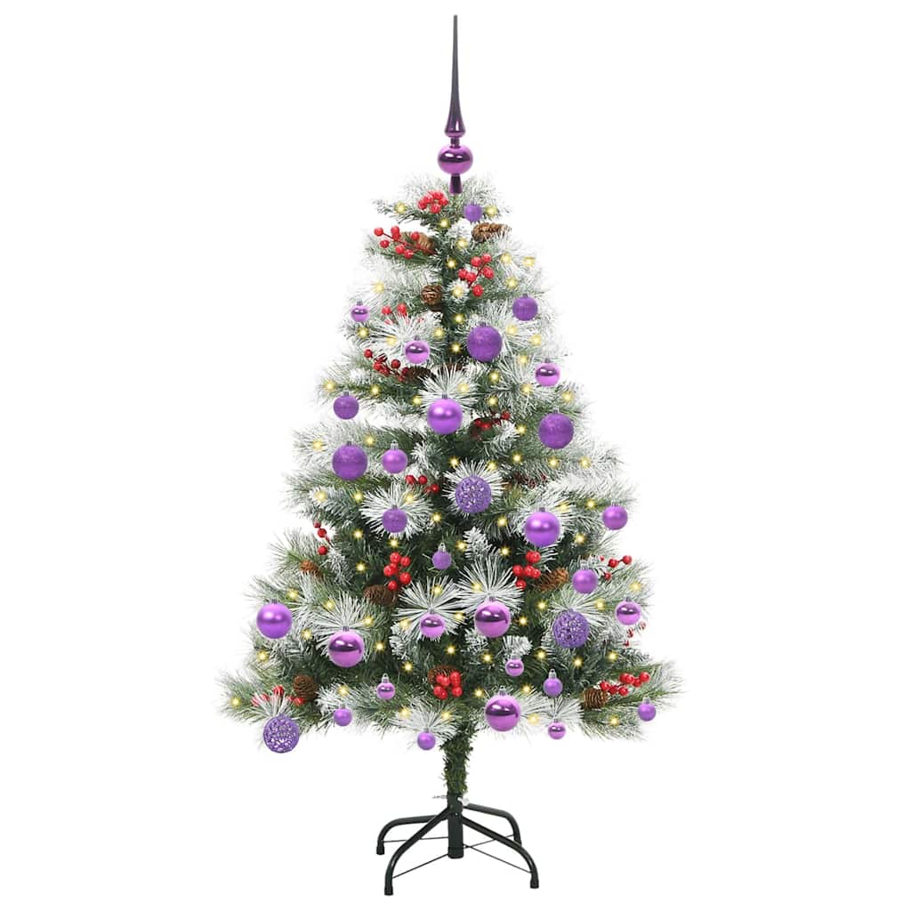 Kunstigt juletræ Grøn og hvid 120 cm PVC og metal og plast