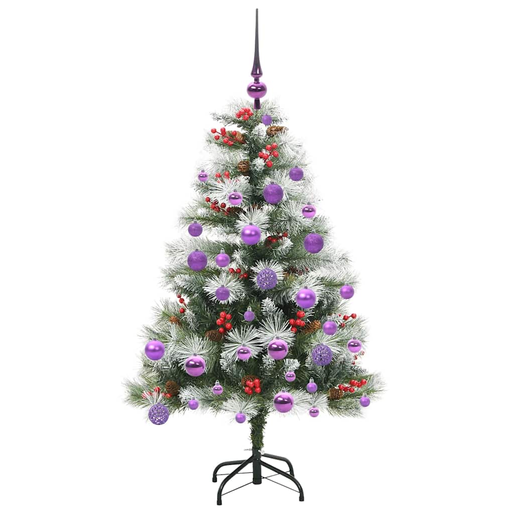 Kunstigt juletræ Grøn og hvid 120 cm PVC og metal og plast
