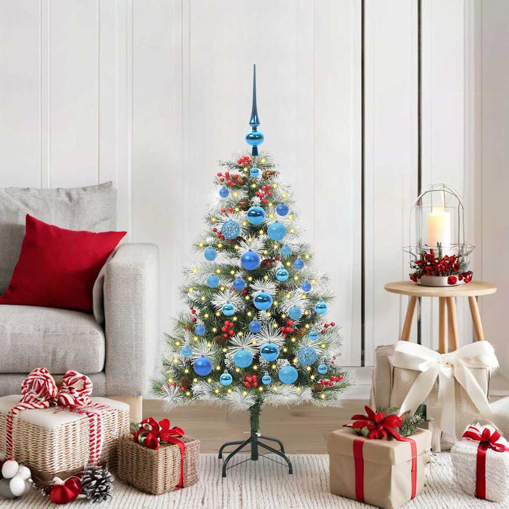 Kunstigt juletræ Grøn og hvid 120 cm PVC og metal og plast