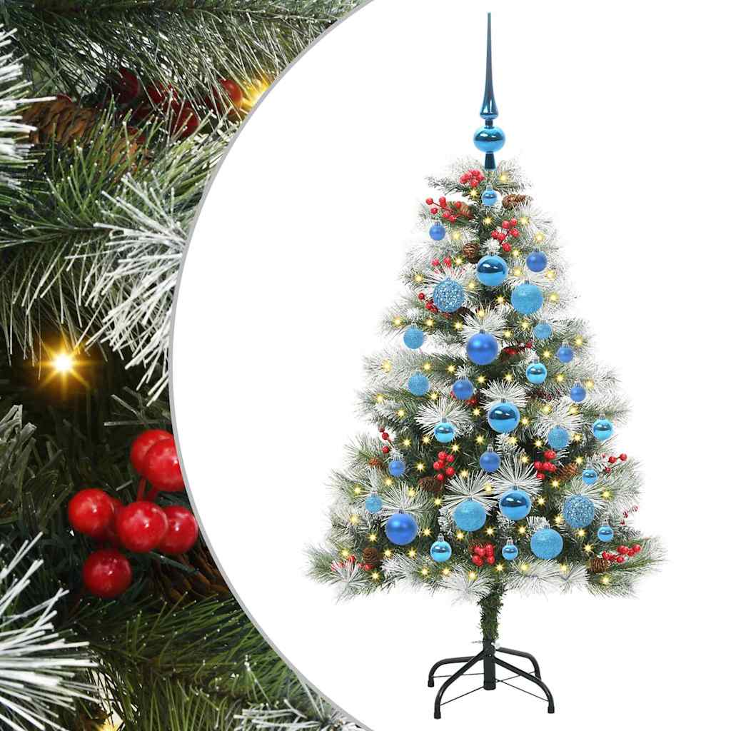 Kunstigt juletræ Grøn og hvid 120 cm PVC og metal og plast