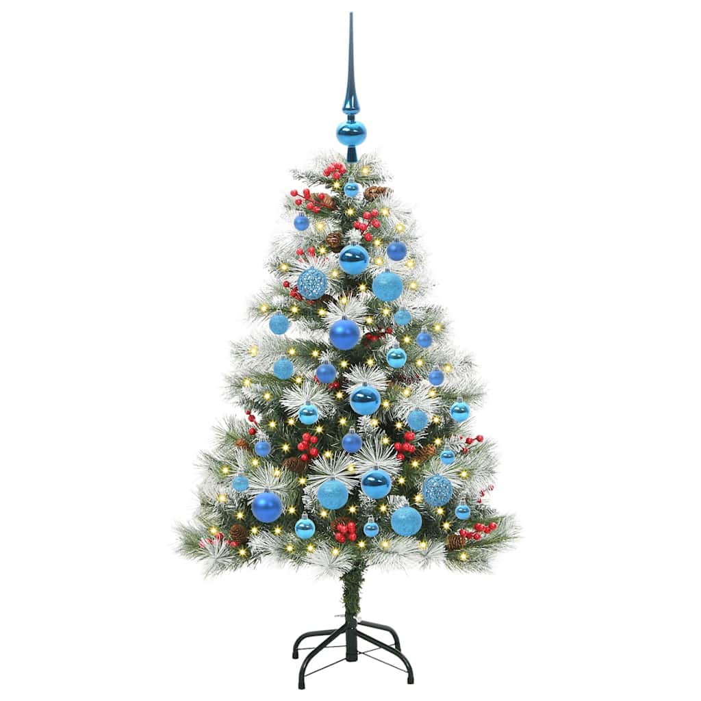 Kunstigt juletræ Grøn og hvid 120 cm PVC og metal og plast