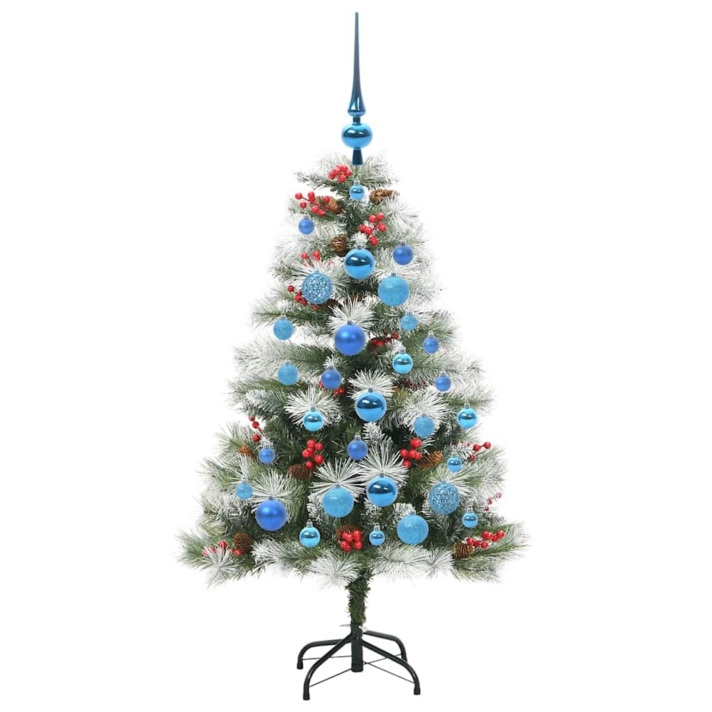 Kunstigt juletræ Grøn og hvid 120 cm PVC og metal og plast
