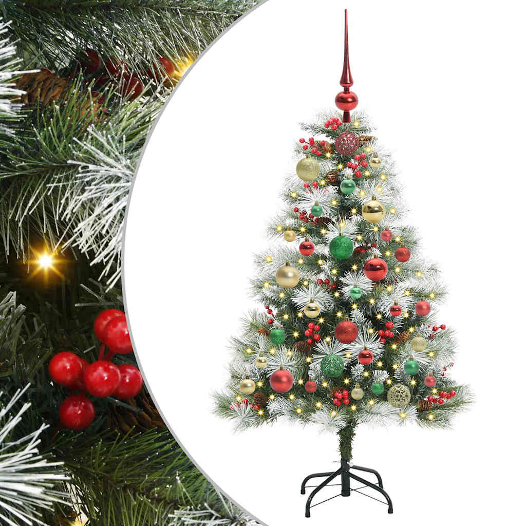Kunstigt juletræ Grøn og hvid 120 cm PVC og metal og plast
