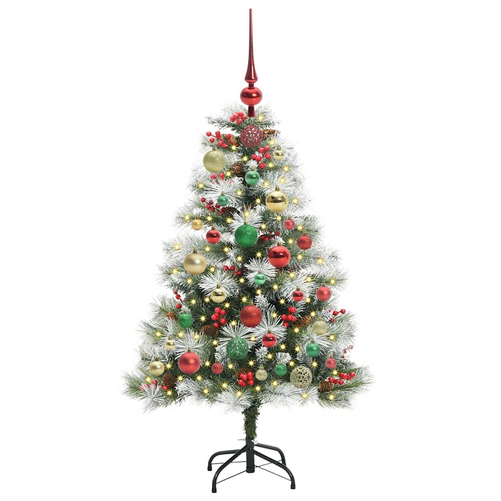 Kunstigt juletræ Grøn og hvid 120 cm PVC og metal og plast