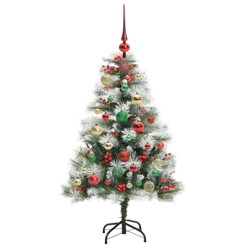 Kunstigt juletræ Grøn og hvid 120 cm PVC og metal og plast