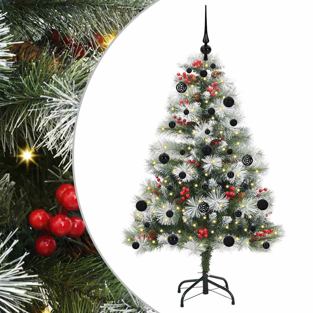 Kunstigt juletræ Grøn og hvid 150 cm PVC og metal og plast