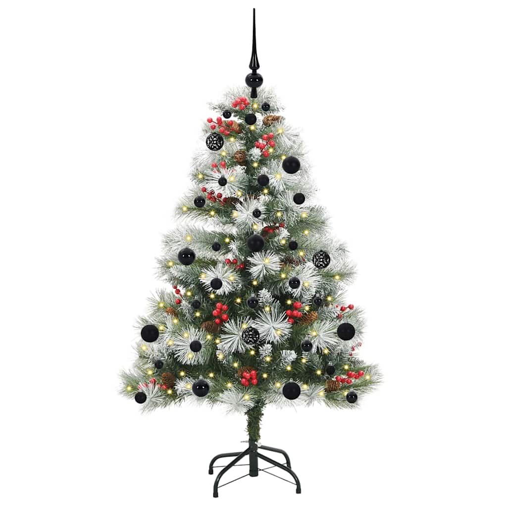 Kunstigt juletræ Grøn og hvid 150 cm PVC og metal og plast