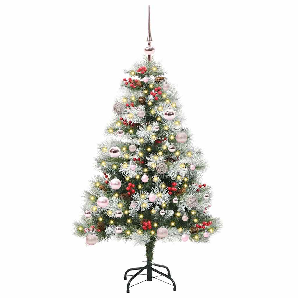 Kunstigt juletræ Grøn og hvid 150 cm PVC og metal og plast