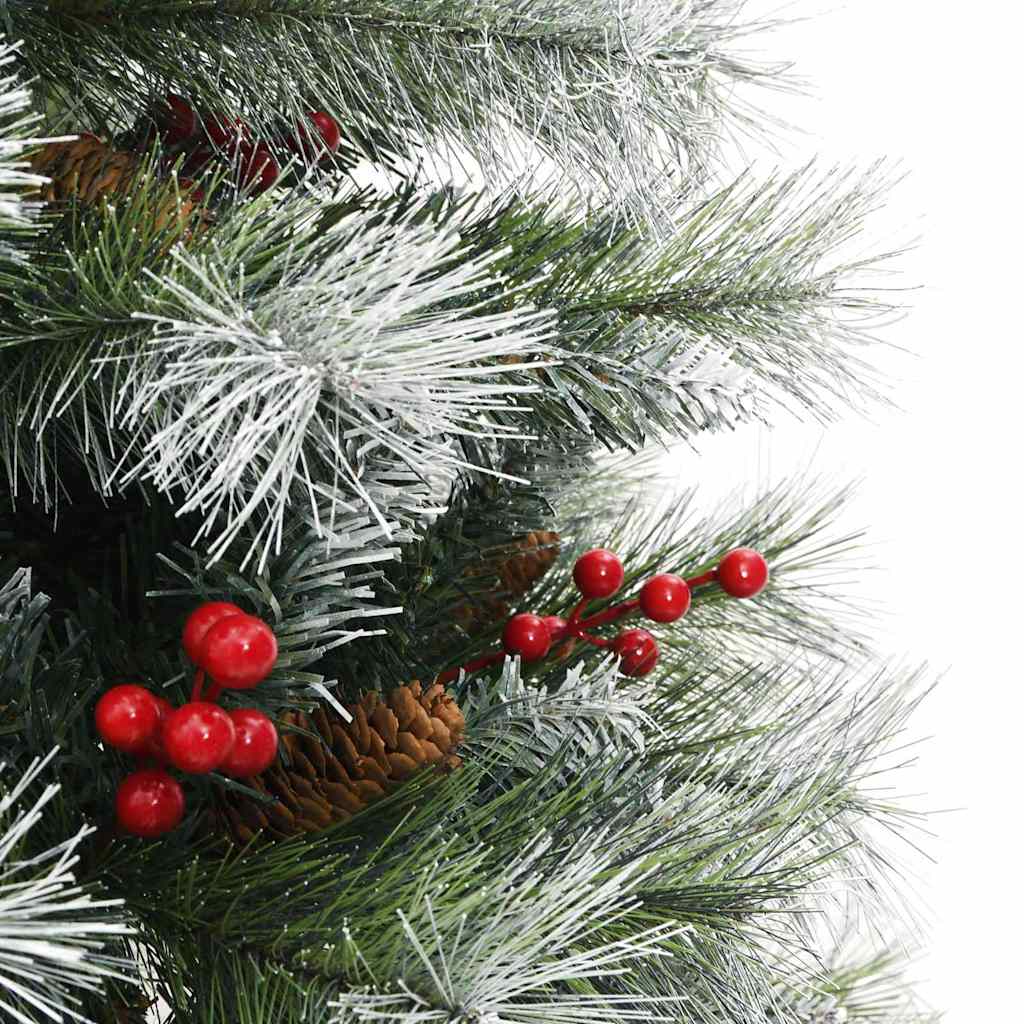Kunstigt juletræ Grøn og hvid 150 cm PVC og metal og plast