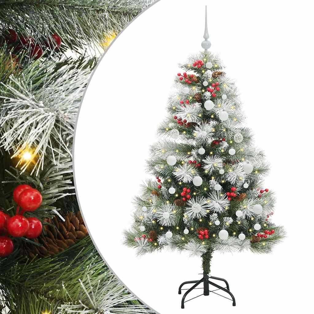 Kunstigt juletræ Grøn og hvid 150 cm PVC og metal og plast