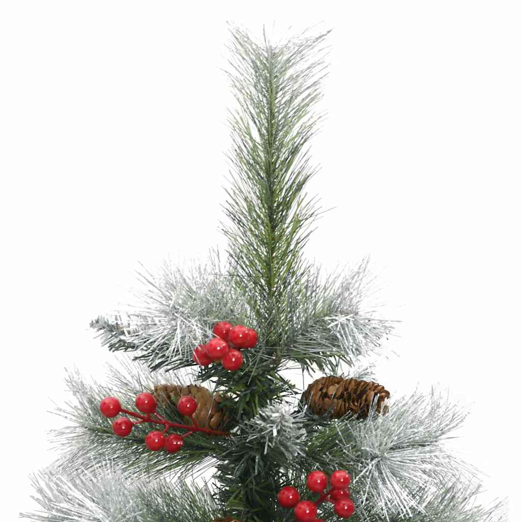 Kunstigt juletræ Grøn og hvid 150 cm PVC og metal og plast