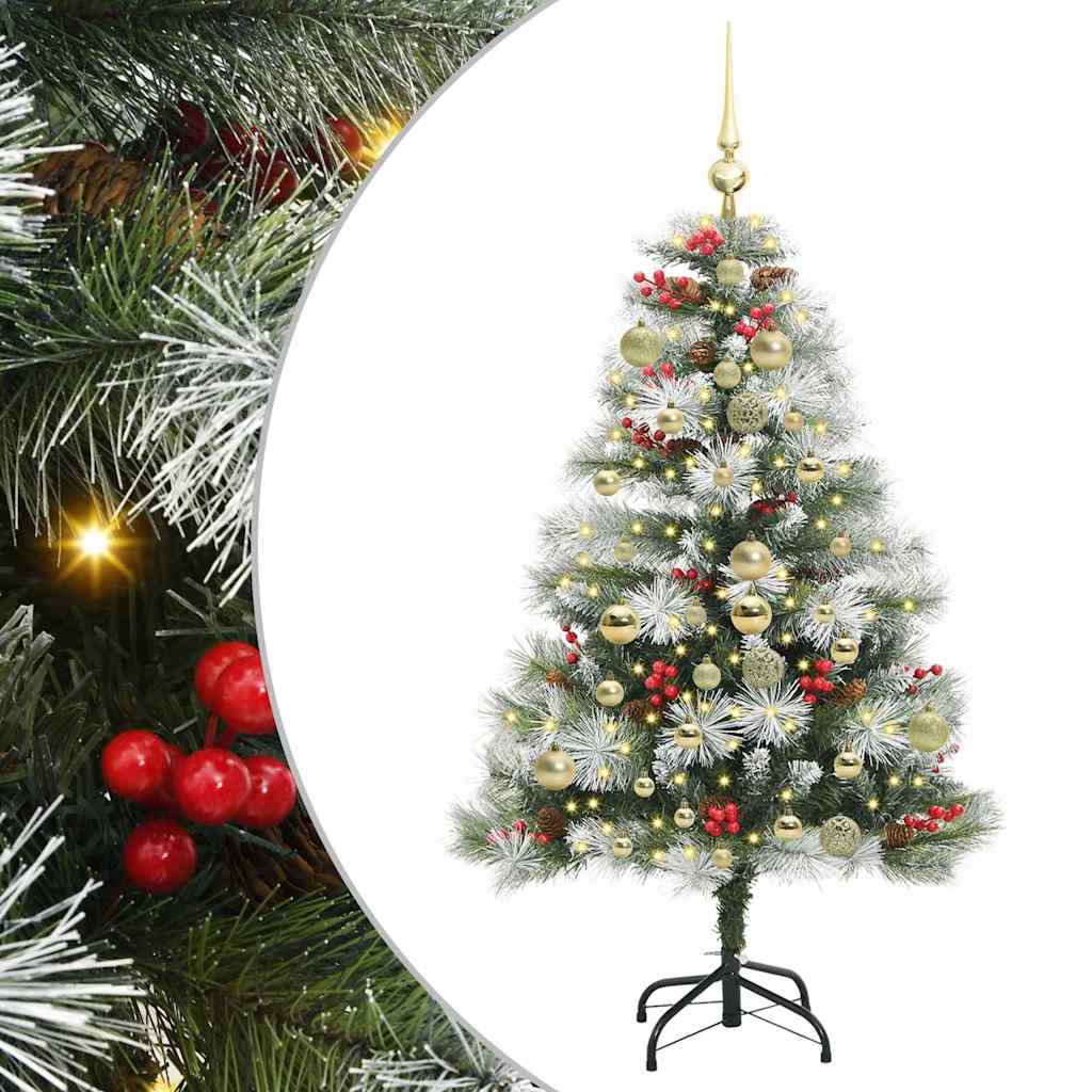 Kunstigt juletræ Grøn og hvid 150 cm PVC og metal og plast