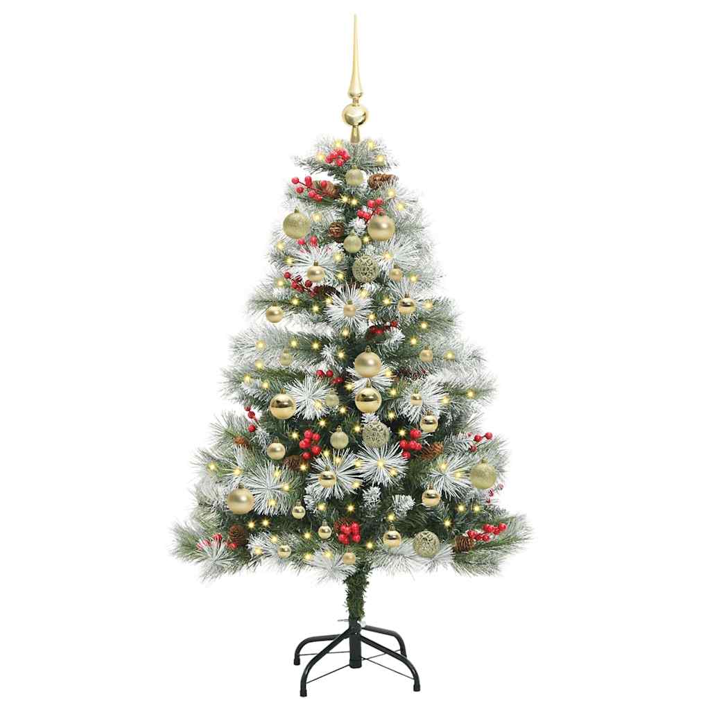 Kunstigt juletræ Grøn og hvid 150 cm PVC og metal og plast
