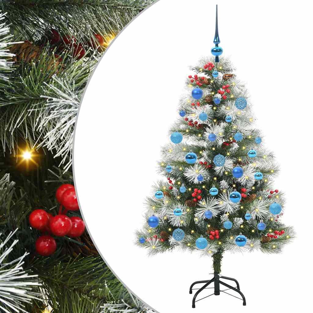Kunstigt juletræ Grøn og hvid 150 cm PVC og metal og plast