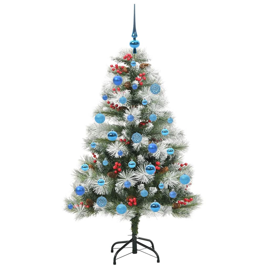 Kunstigt juletræ Grøn og hvid 150 cm PVC og metal og plast