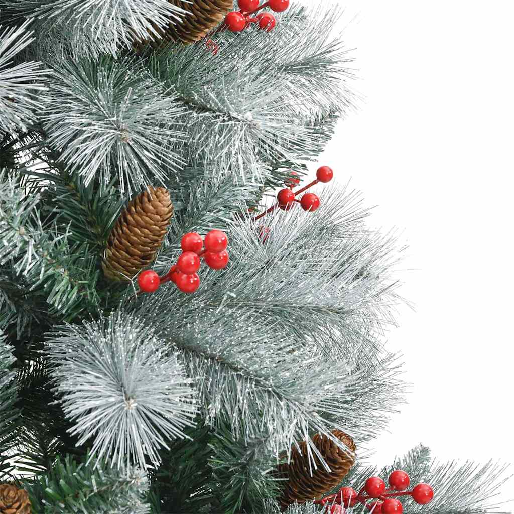 Kunstigt juletræ Grøn og hvid 210 cm PVC og metal og plast