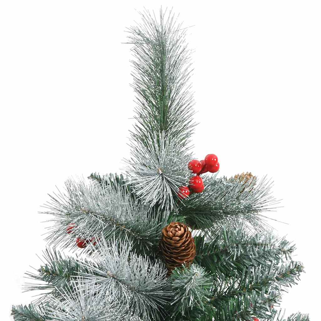 Kunstigt juletræ Grøn og hvid 210 cm PVC og metal og plast