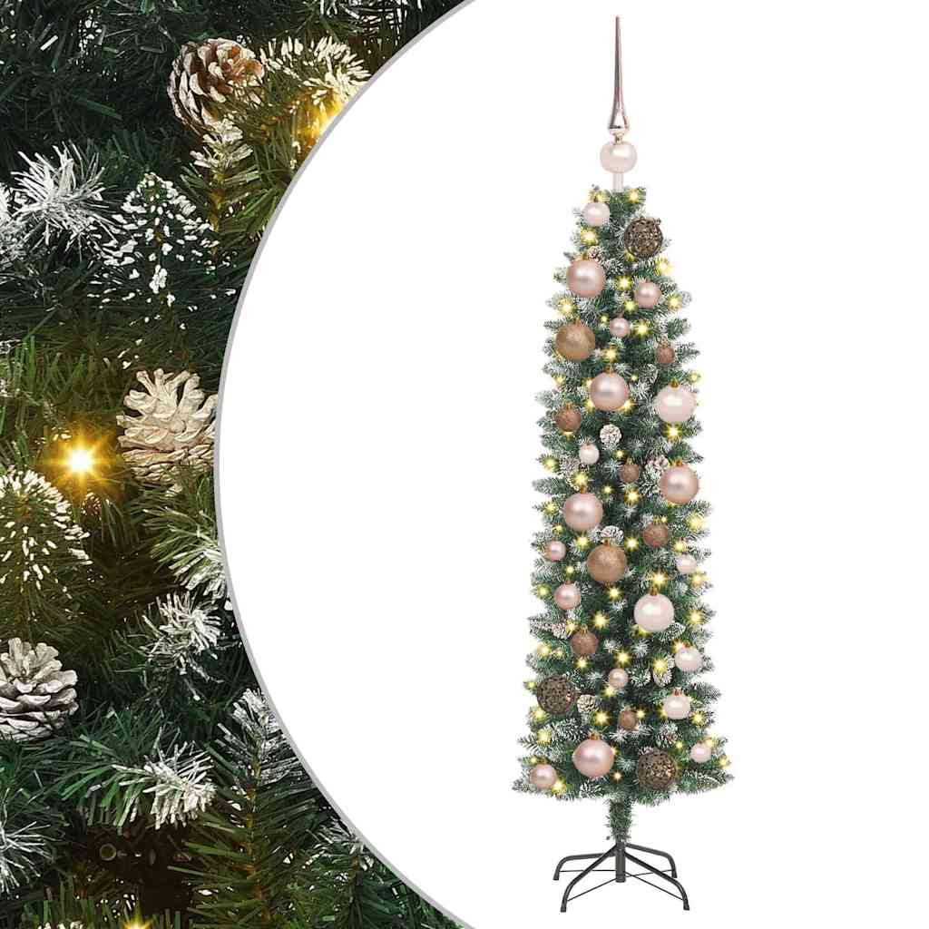 Kunstigt slankt juletræ Grøn og Hvid 120 cm
