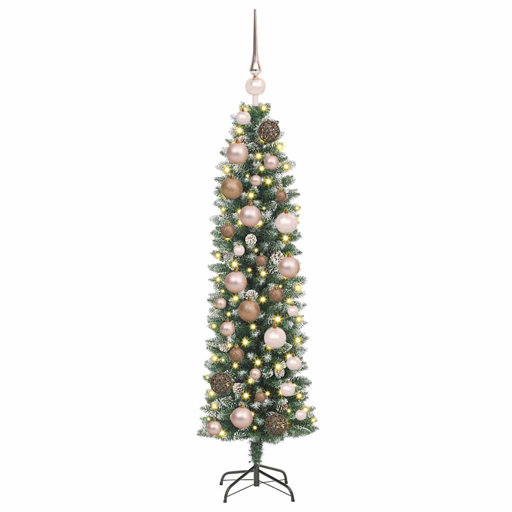 Kunstigt slankt juletræ Grøn og Hvid 120 cm