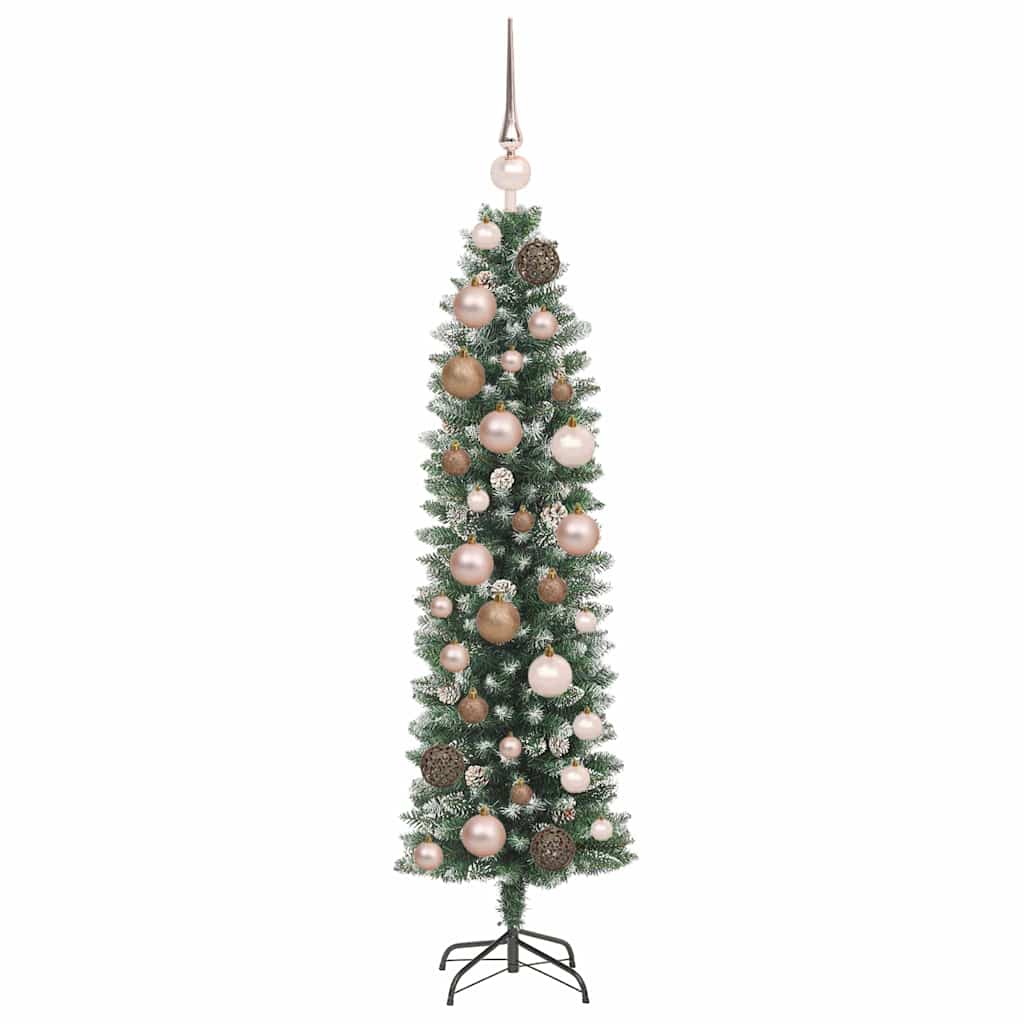 Kunstigt slankt juletræ Grøn og Hvid 120 cm
