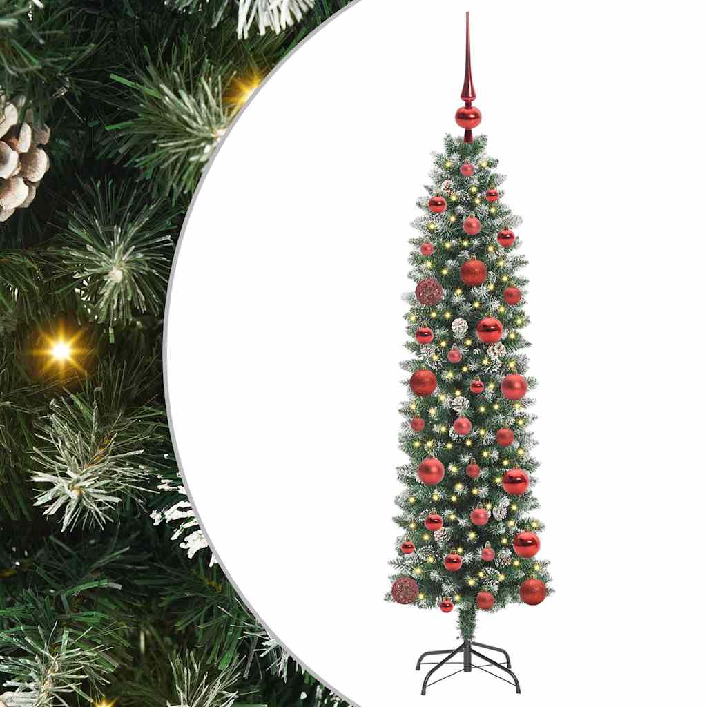 Kunstigt slankt juletræ Grøn og Hvid 120 cm