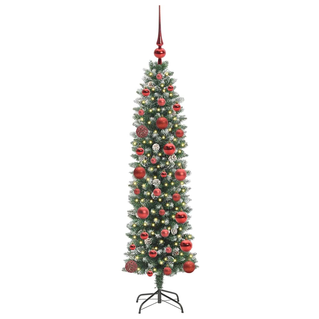Kunstigt slankt juletræ Grøn og Hvid 120 cm