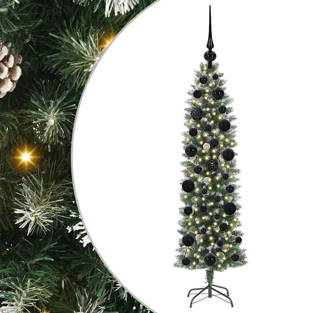 Kunstigt slankt juletræ Grøn og Hvid 120 cm