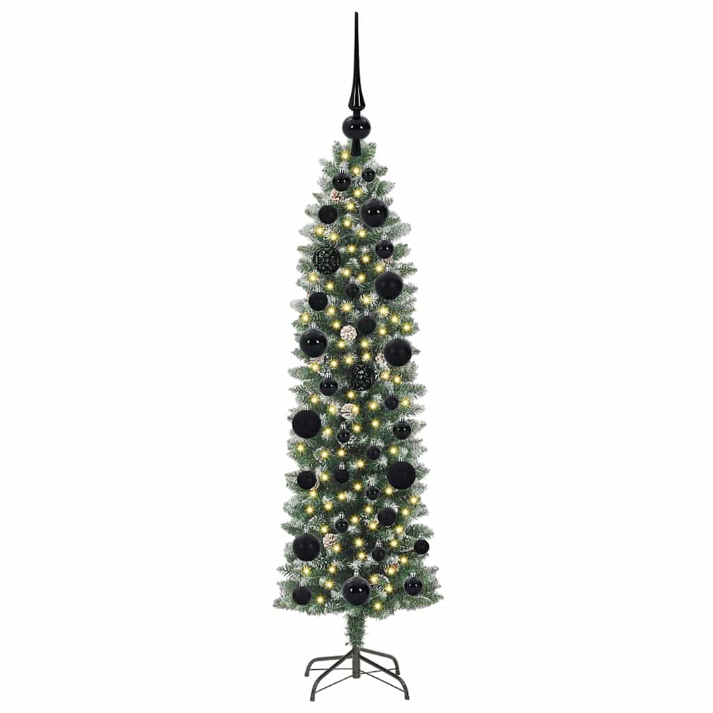 Kunstigt slankt juletræ Grøn og Hvid 120 cm