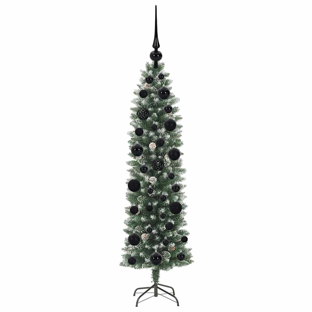 Kunstigt slankt juletræ Grøn og Hvid 120 cm